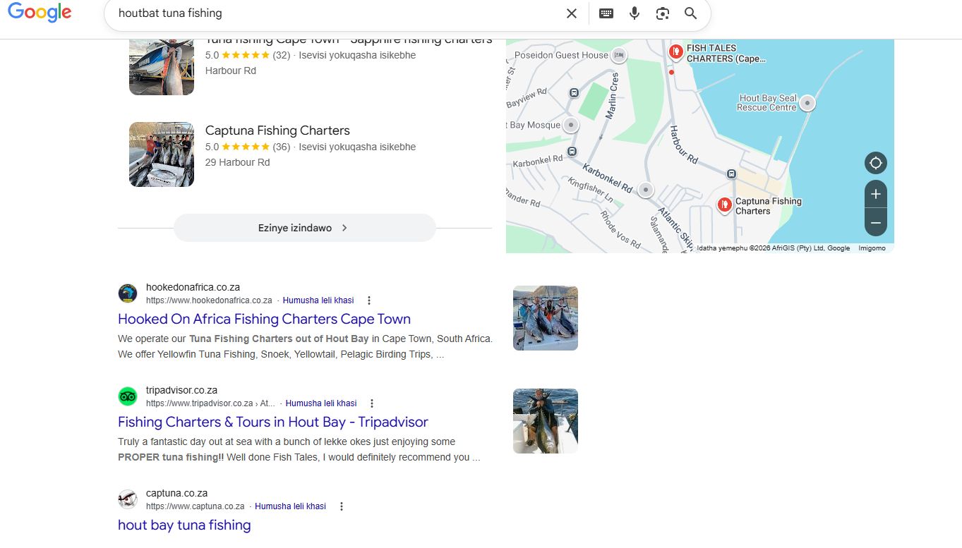 Captuna Google search results for "hout bay tuna fishing"