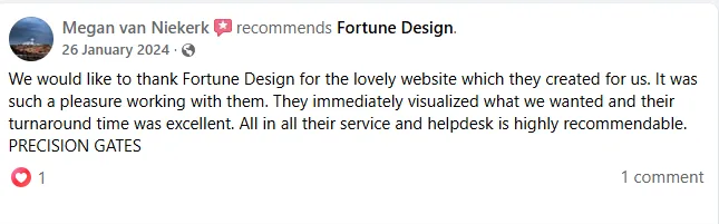 Precision Gates — Facebook review of Fortune Design