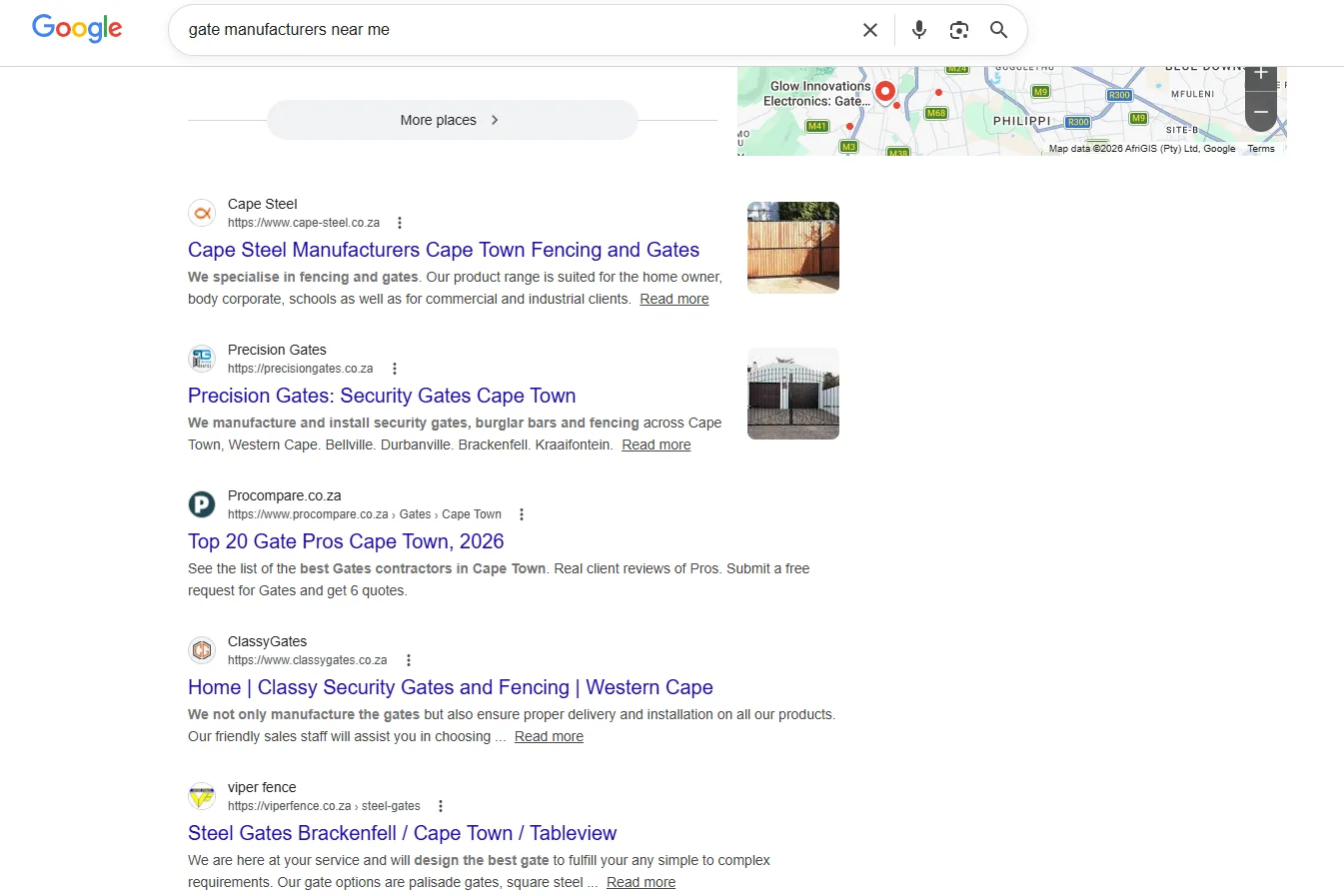 Precision Gates Google search results for "gate manufacturers near me"