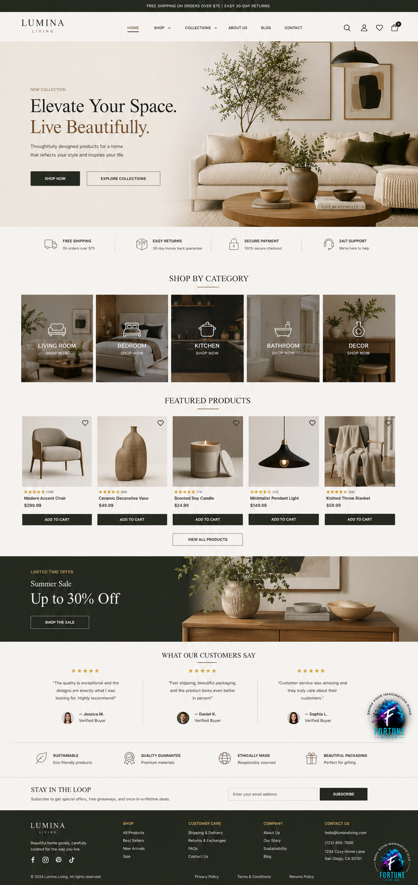 Home Décor & Furniture — eCommerce web design concept by Fortune Design