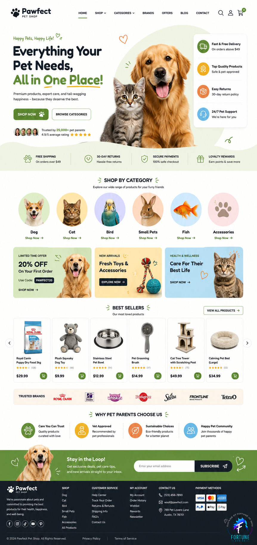 Pet Shop & Supplies — eCommerce web design concept by Fortune Design