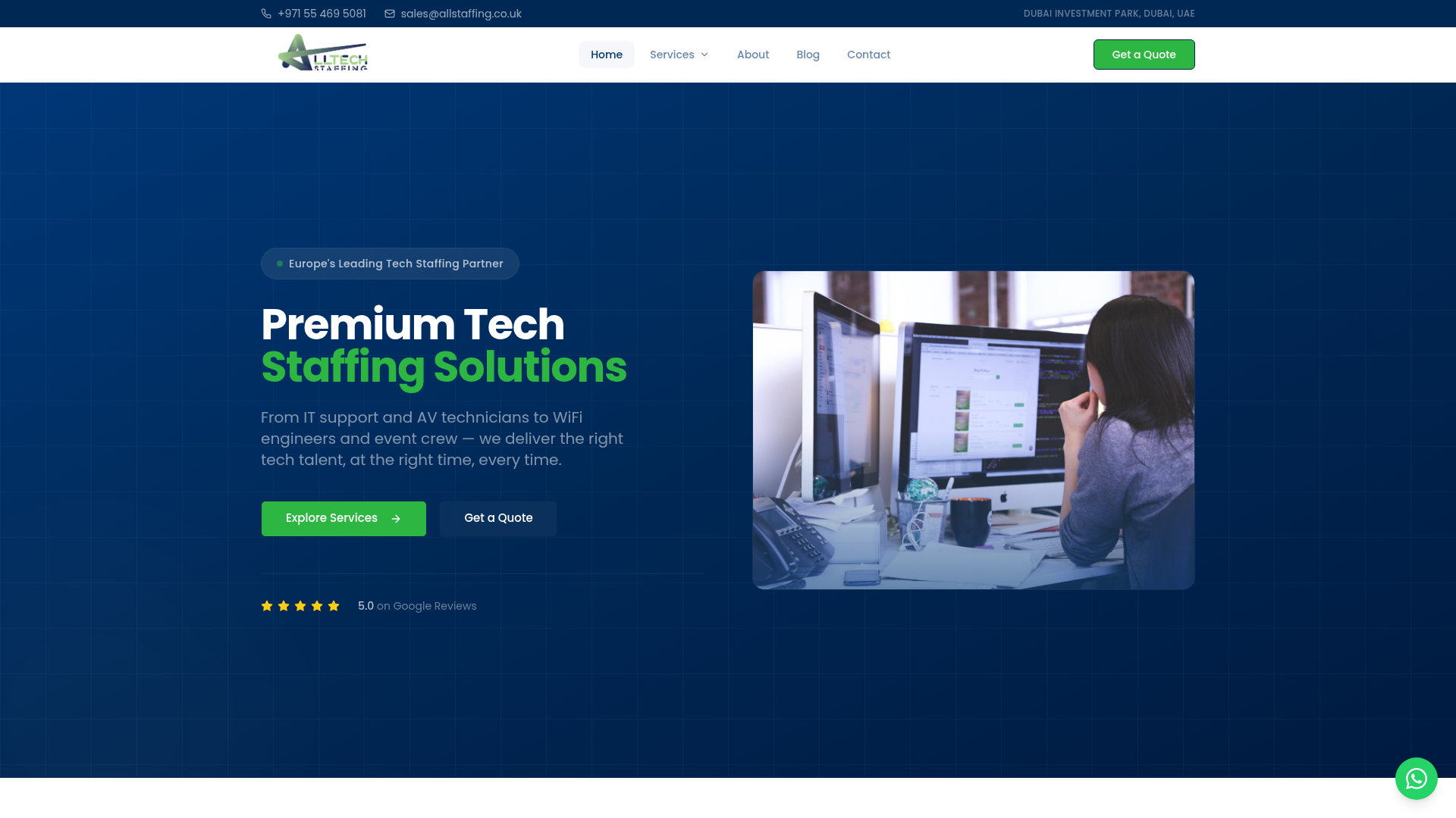 All Staffing UK website screenshot