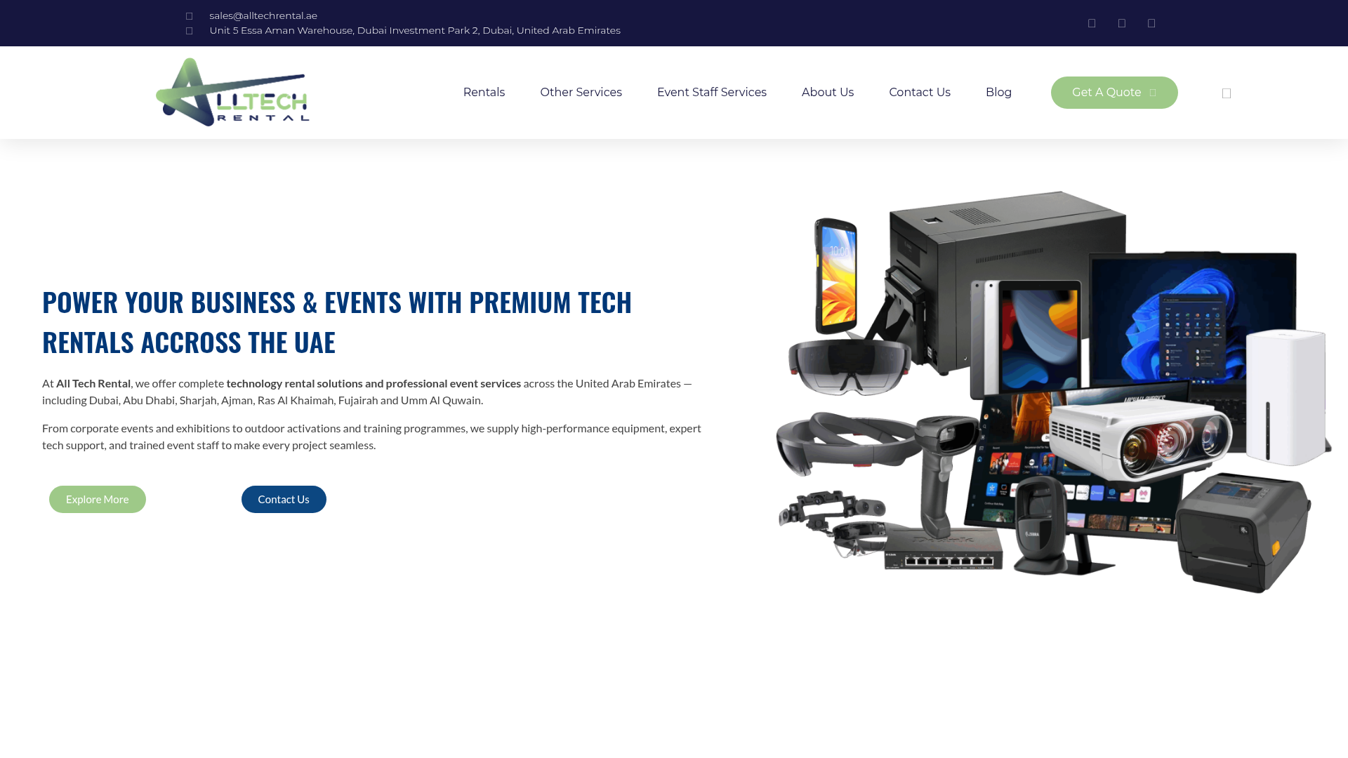 Alltech Rental UAE website screenshot