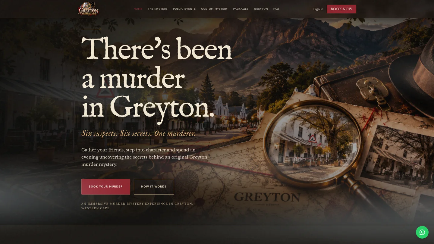 Greyton Murder Mysteries website screenshot