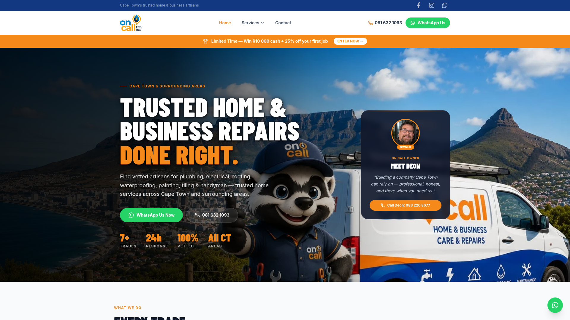 On Call Home Repairs website project