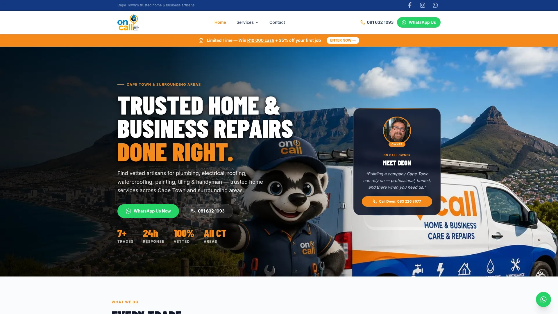 On Call Home Repairs website