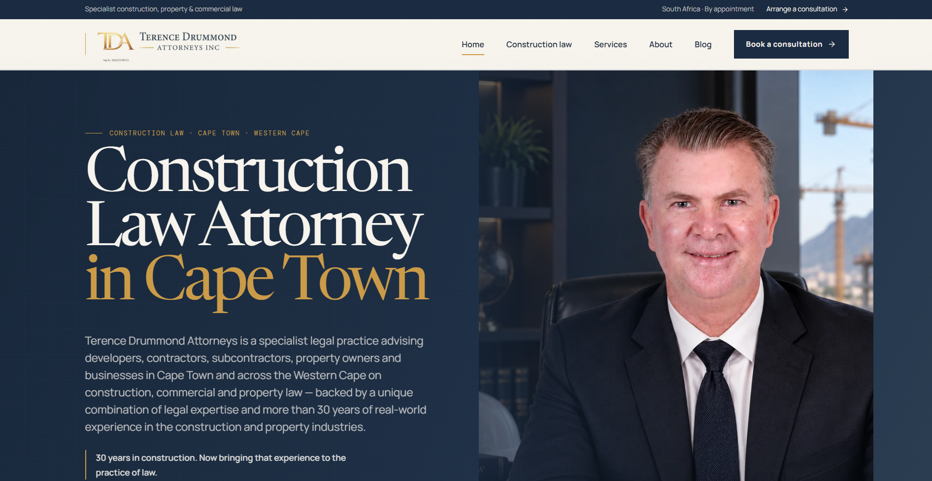 TDA Construction Law website screenshot